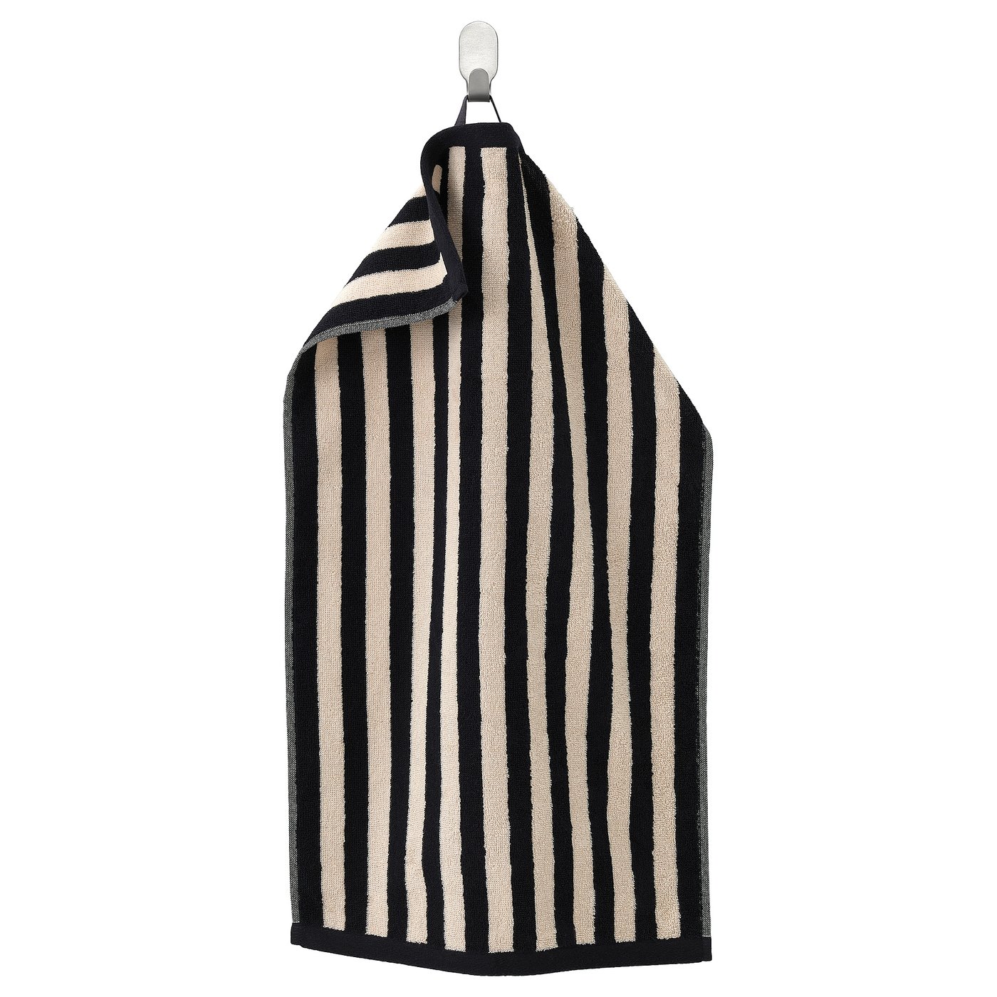 SLÅNHÖSTMAL Hand towel - black/light beige striped 40x70 cm