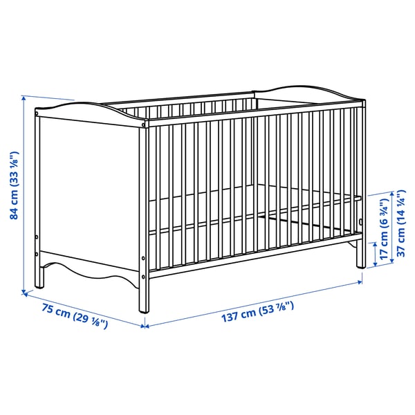 SMÅGÖRA Cot, white, 70x132 cm