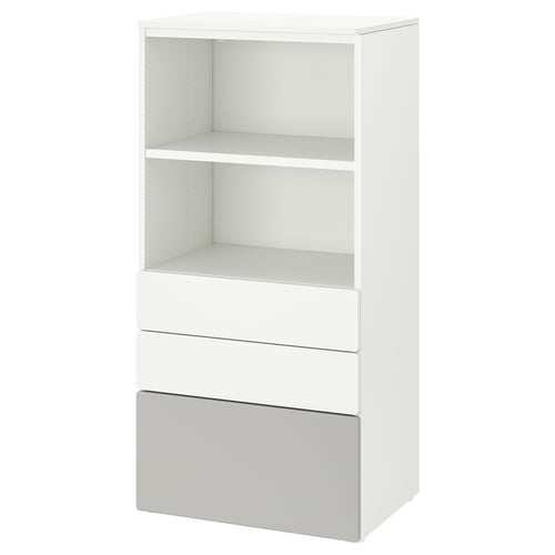 SMÅSTAD / PLATSA bookcase, white grey/with 3 drawers, 60x42x123 cm IKEA