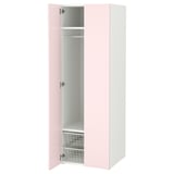SMÅSTAD / PLATSA Wardrobe, white/pale pink, 60x57x181 cm