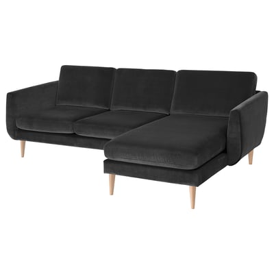 SMEDSTORP 3-seat sofa with chaise longue, Djuparp/dark grey birch