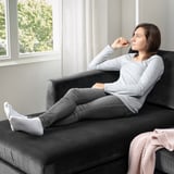 SMEDSTORP 4-seat sofa with chaise longue, Djuparp/dark grey birch effect