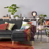 SMEDSTORP 4-seat sofa with chaise longue, Djuparp/dark grey birch effect