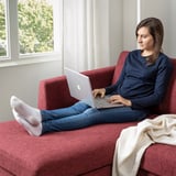 SMEDSTORP 4-seat sofa with chaise longue, Lejde/red/brown birch effect