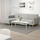 SMEDSTORP 4-seat sofa with chaise longue, Viarp/beige/brown birch effect