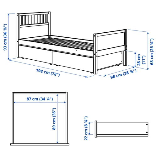 Illustration with measurements for the product: SMYGA.