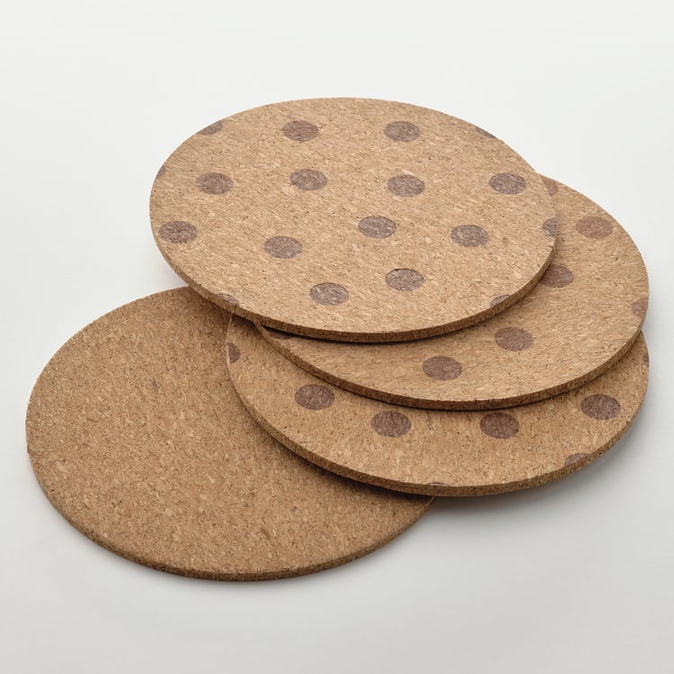 SOLABBORRE coaster, cork/dotted, 10 cm IKEA