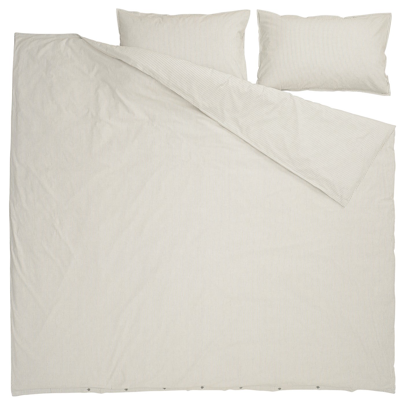 SOLFIBBLA bed set, white/gray stripes - 100% cotton, includes duvet & 2 pillows.