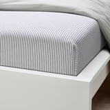 SOLFIBBLA Flat sheet, white blue/stripe, Double/Queen