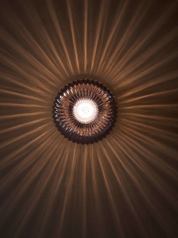 SOLKLINT Wall lamp, wired-in installation, brass/grey clear glass