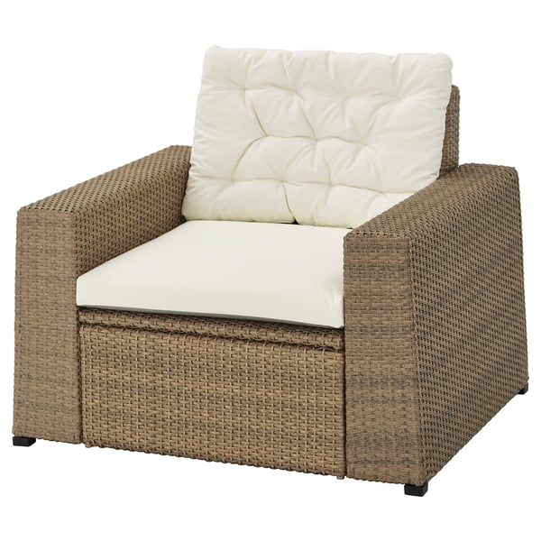 SOLLERÖN Armchair, outdoor, brown, Kuddarna beige - IKEA on {keyword}