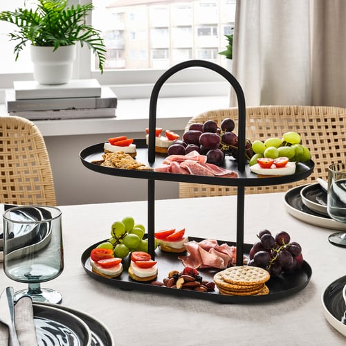 SOMMARÖGA Serving stand, two tiers, black IKEA