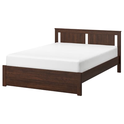 SONGESAND Bed frame, brown/Lönset, Double