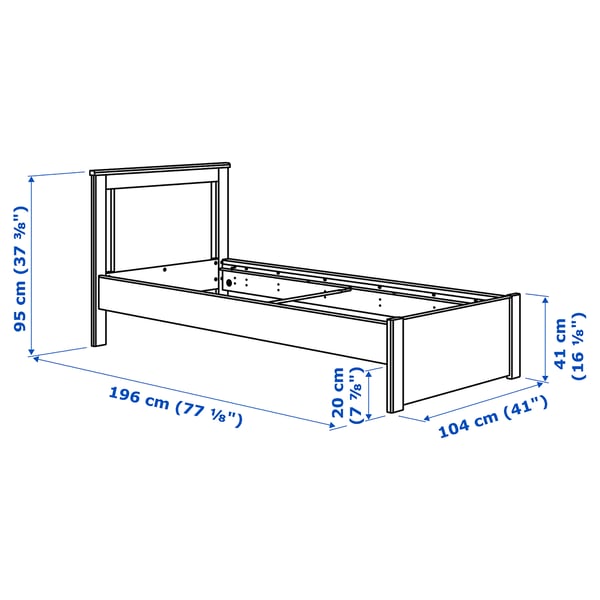 SONGESAND Bed frame, white/Luröy, Single