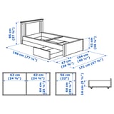 SONGESAND Bed frame with 2 storage boxes, white/Luröy, Single