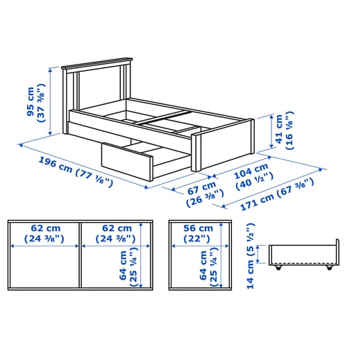 Illustration with measurements for the product: SONGESAND.