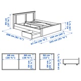 SONGESAND Bed frame with 2 storage boxes, white, Queen
