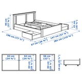 SONGESAND Bed frame with 4 storage boxes, white, Double