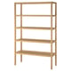 STOCKHOLM 2025 oak shelves: light wood, four wide shelves, minimalist design for airy look.
