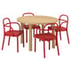 STOCKHOLM 2025 / STOCKHOLM 2025 Table and 4 chairs with armrests, oak veneer/red, 115 cm