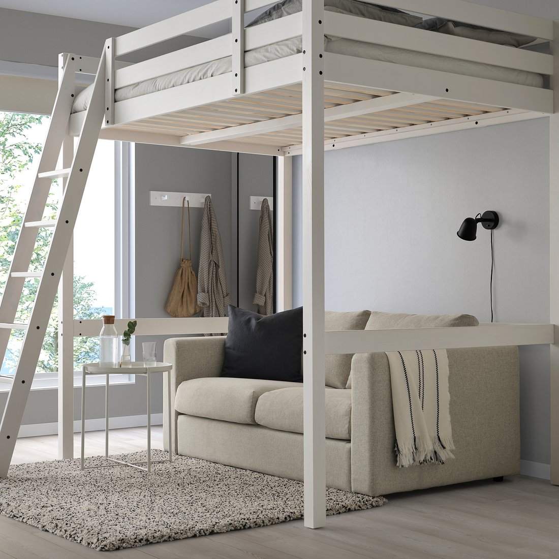 STORÅ Loft bed frame, white stain, Double - IKEA