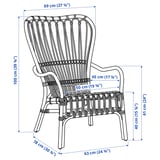 STORSELE High-back armchair, black/rattan