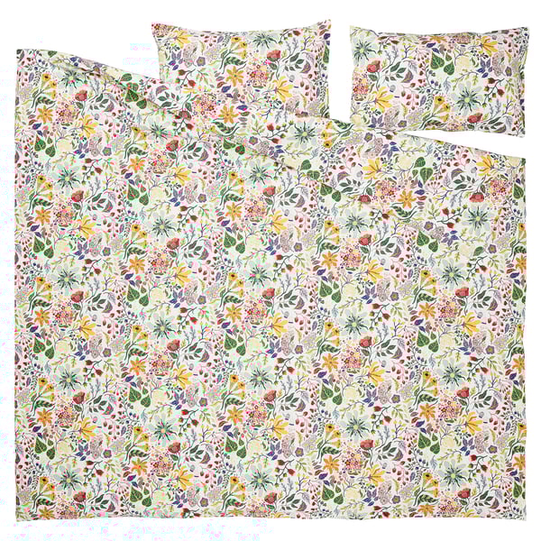 STRANDLUMMER Duvet cover and 2 pillowcases, multicolour/floral pattern, 200x200/50x80 cm