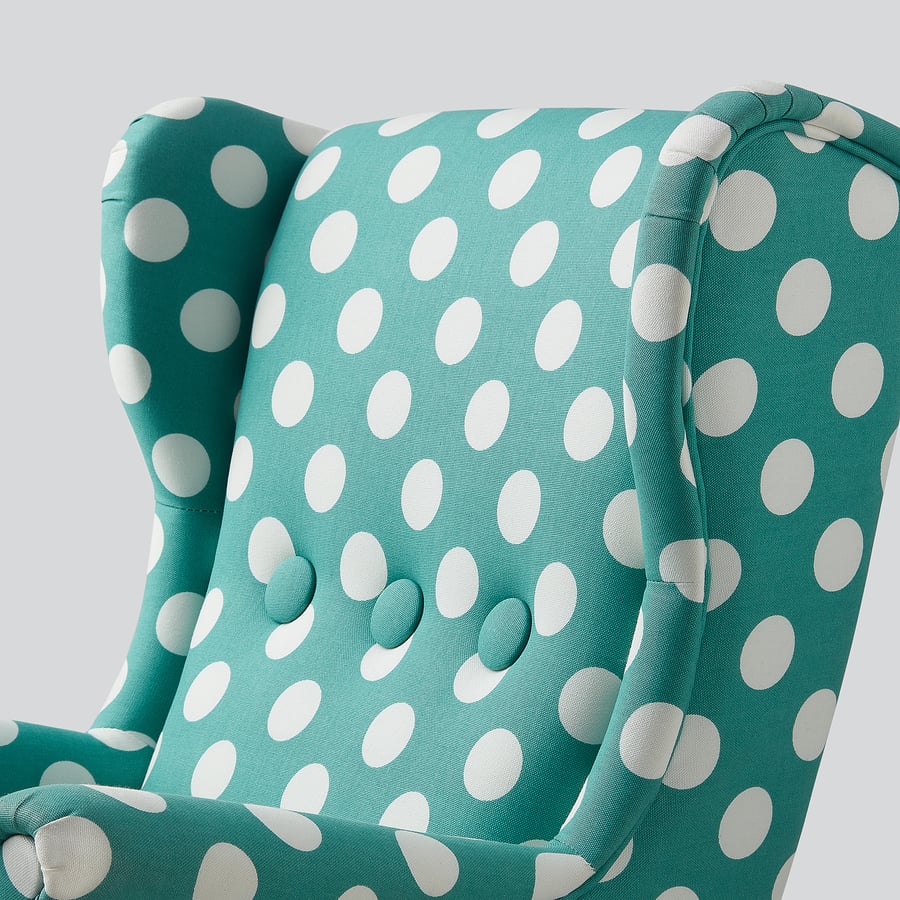 STRANDMON Children's armchair, dotted turquoise IKEA
