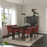 STRANDTORP / MÅRENÄS Table and 4 chairs, brown/Gunnared red-brown black, 150/205/260 cm