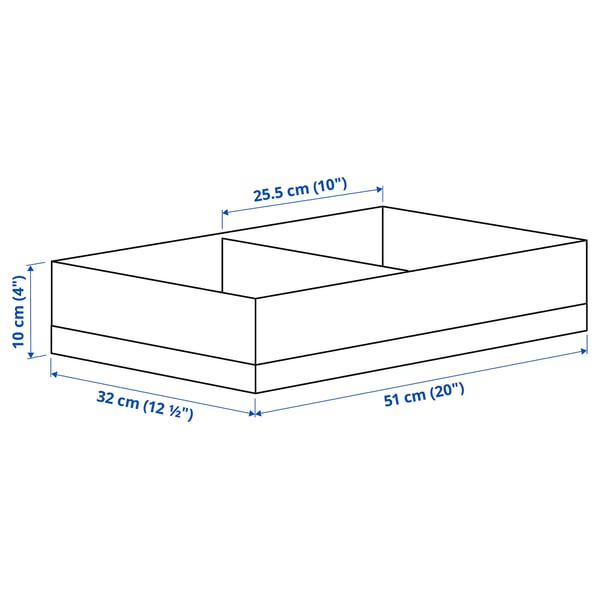 STUK Box with compartments, white/black, 32x51x10 cm
