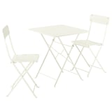 SUNDSÖ Table and 2 folding chairs, outdoor off-white/off-white, 65x65 cm