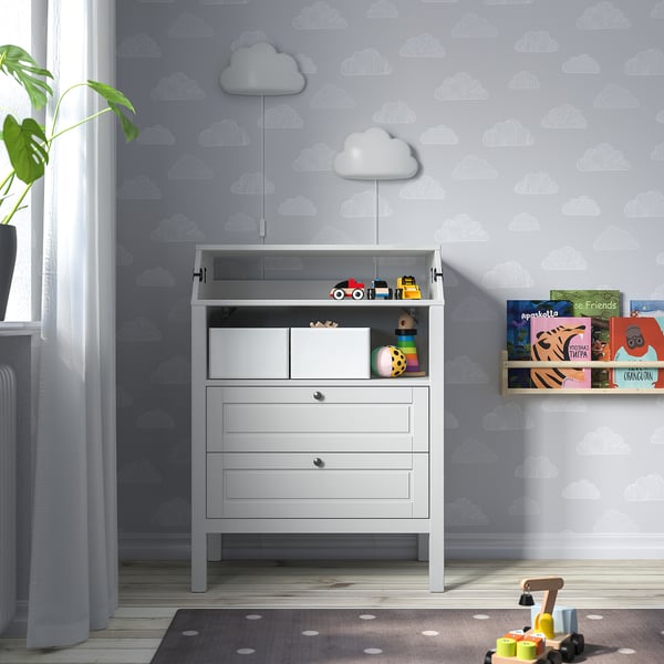 SUNDVIK changing table/chest of drawers, grey IKEA