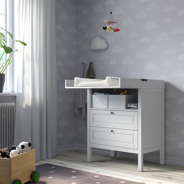 SUNDVIK changing table/chest of drawers, grey IKEA