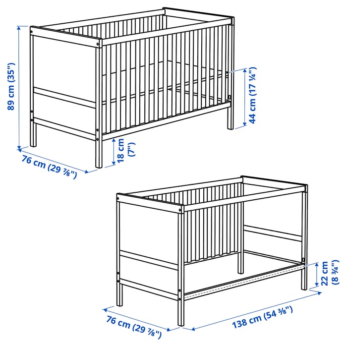 SUNDVIK Cot, white, 70x132 cm IKEA
