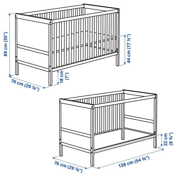 SUNDVIK Cot, white, 70x132 cm