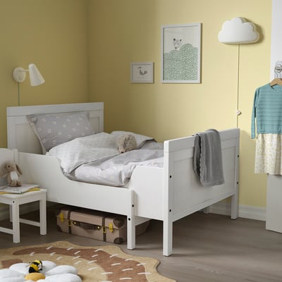SUNDVIK Extendable bed, white, 91x190 cm