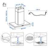 SVÄVANDE Ceiling-mounted extractor hood, stainless steel, 90 cm