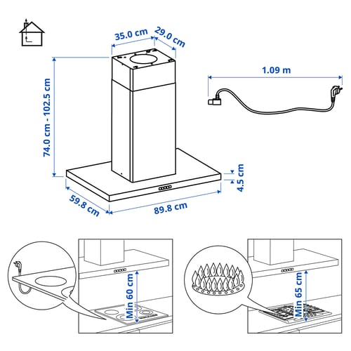Illustration with measurements for the product: SVÄVANDE.