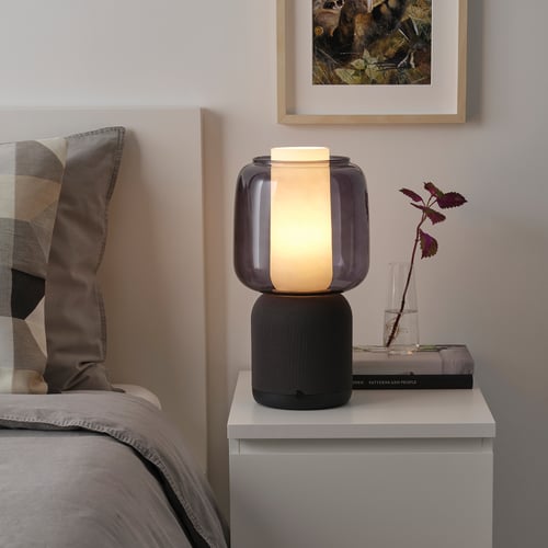 SYMFONISK speaker lamp w WiFi, glass shade, black IKEA