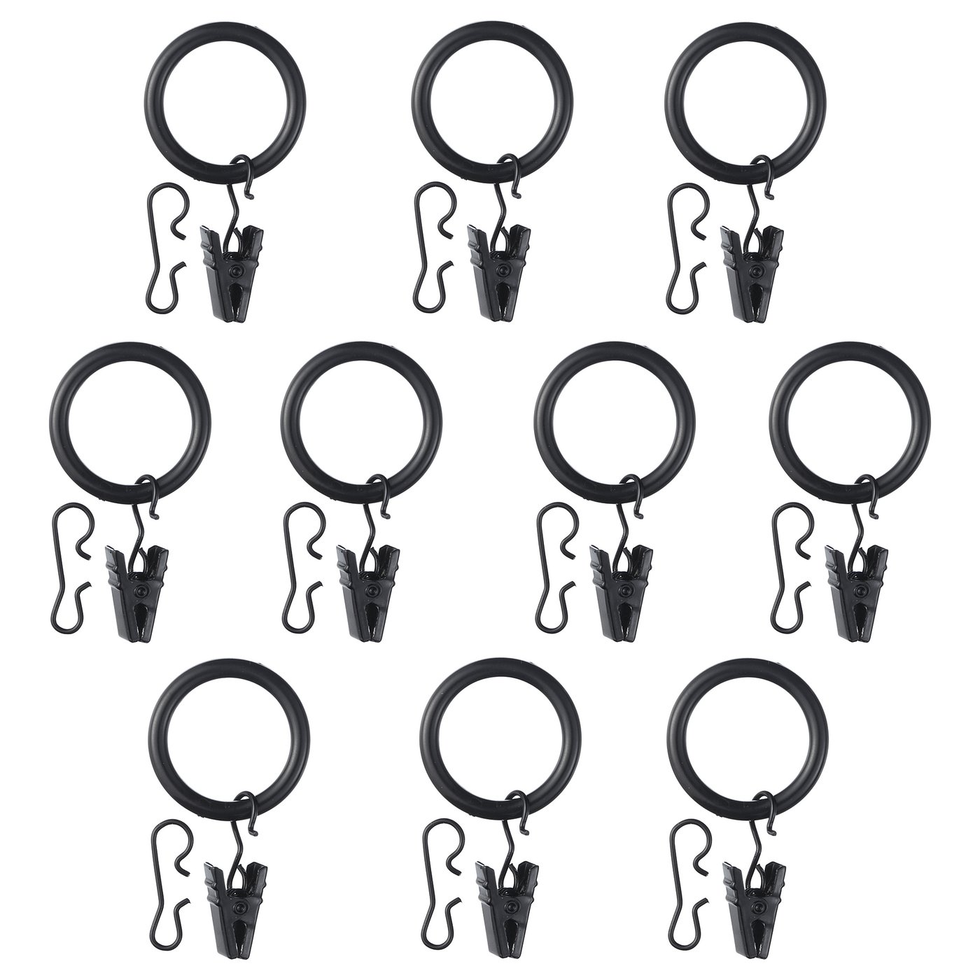 SYRLIG Curtain ring with clip and hook, black, 25 mm IKEA