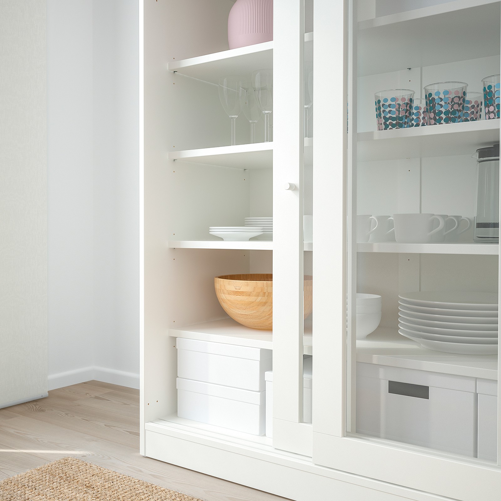 SYVDE Cabinet with glass doors, white - IKEA