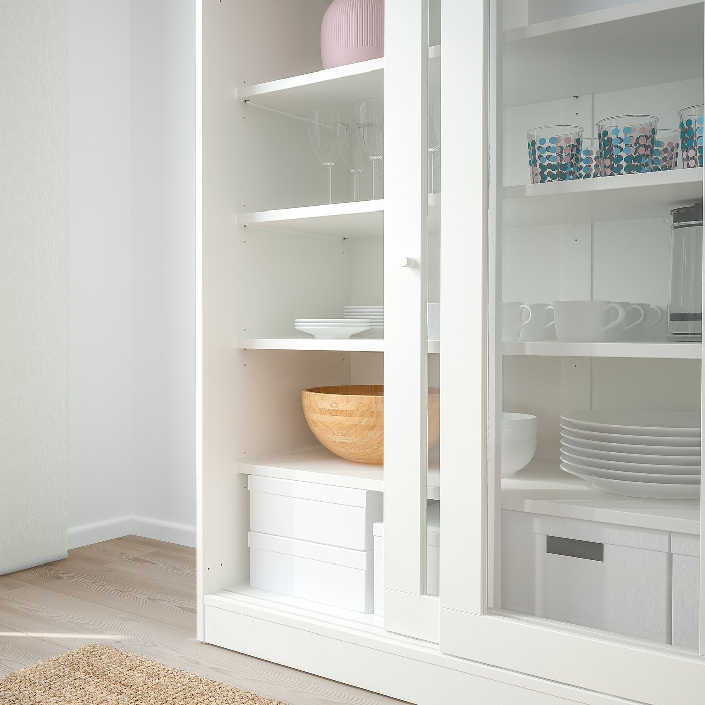SYVDE Cabinet with glass doors, white - IKEA