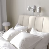 TÄLLÅSEN Upholstered bed frame with mattress, Kulsta light beige/Vesteröy extra firm, Double
