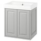 TÄNNFORSEN grey bathroom cabinet, rectangular with white sink, double doors.