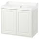 A white TÄNNFORSEN bathroom cabinet with a classic design, including two doors and a rectangular washbasin on top.