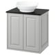 TÄNNFORSEN white vanity, marble top, round bowl sink, wall-mount design.