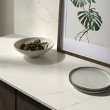 TÄRNHULT Custom made wall panel, off-white brown/marble effect glass composite, 1 m²x2.0 cm
