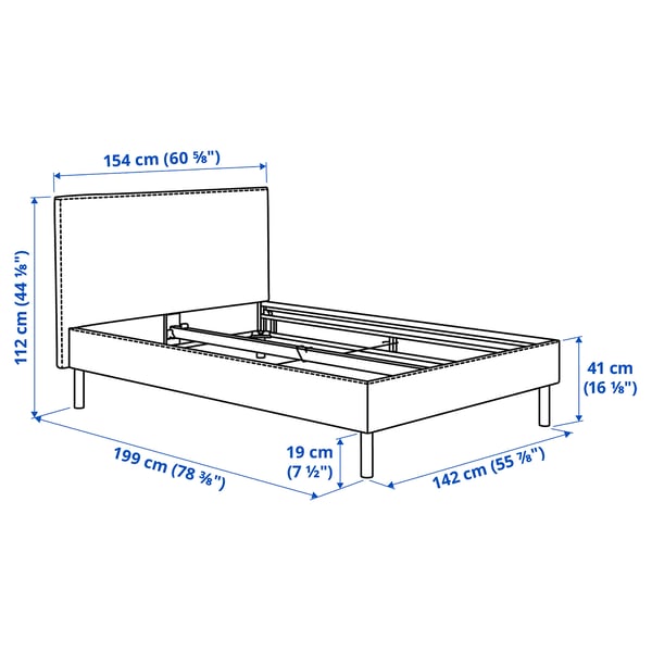 TÄRNKULLEN Upholstered bed frame, Tibbleby beige/grey, Double