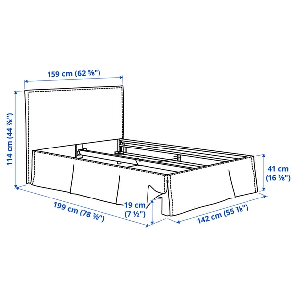 TÄRNKULLEN Upholstered bed frame, Vissle beige, Double