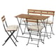 TÄRNÖ Table+2 chairs+ bench, outdoor, black/light brown stained/Kuddarna light grey-beige, 100x54 cm